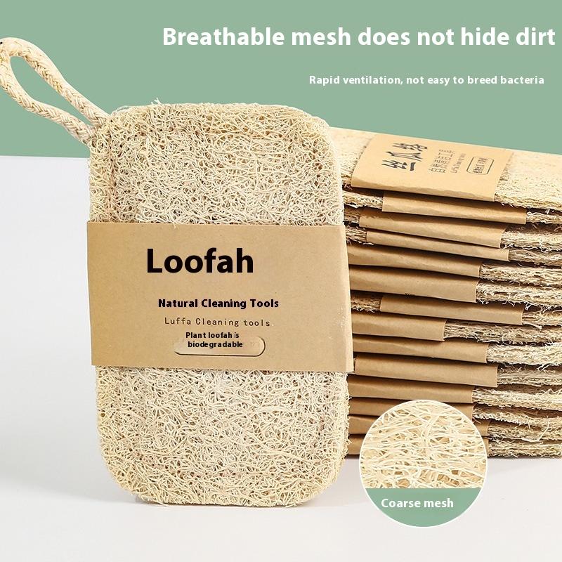 Body Loofah Natural - Natural Loofah Scrub Pad 6Pcs Reusable