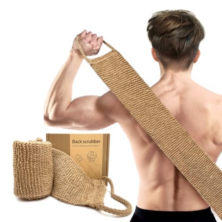 Body Loofah Natural - Extra Rough Exfoliating Back Scrubber, Natural