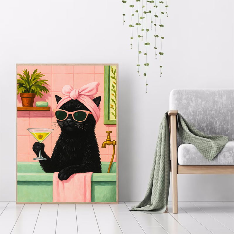 Cat with Martini in Bathtub Bl - Spa Wellness Images review and price